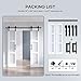 ROYMELO Double 18×84 Inch Glass Barn Door Slab and 6.6ft Hardware Kit Included, 3 Frosted Glass, LVL Wood Panel Covered with White Water-Proof Scratch-Proof PVC Surface, Simple DIY Assembly
