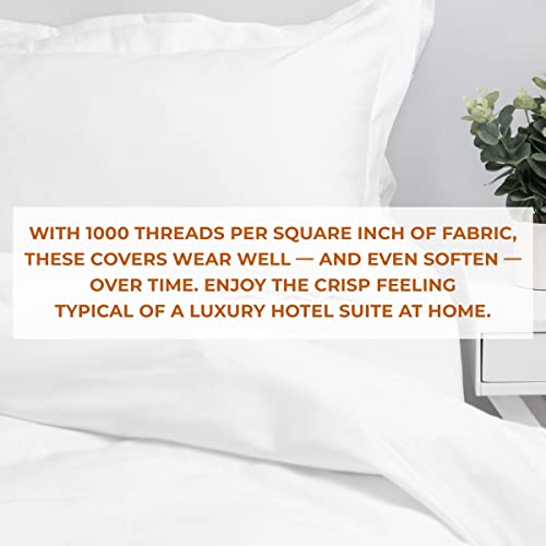 Kotton Culture 1000 Thread Count Duvet Cover Queen 3 Piece 100% Egyptian Cotton With Zipper Closure & Corner Ties Breathable All Season Soft Sateen Weave Comforter Cover (Queen/Full, White) #TOP2