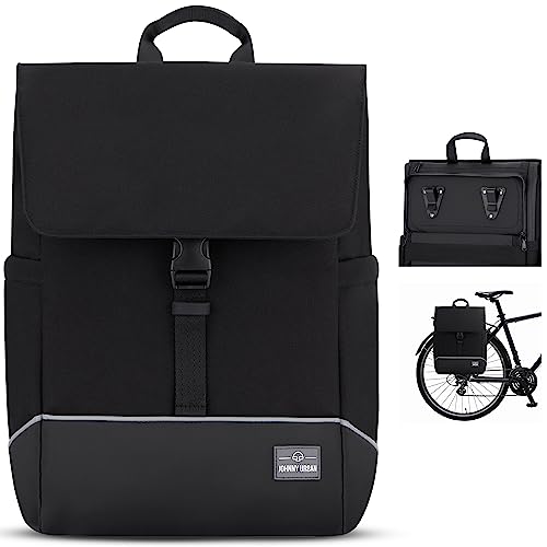 Johnny Urban Fahrradtaschen für Gepäckträger Damen & Herren Schwarz - Mika Bike - 2 in 1 Fahrrad Tasche Rucksack & Gepäckträgertasche Hinten - Wasserabweisend