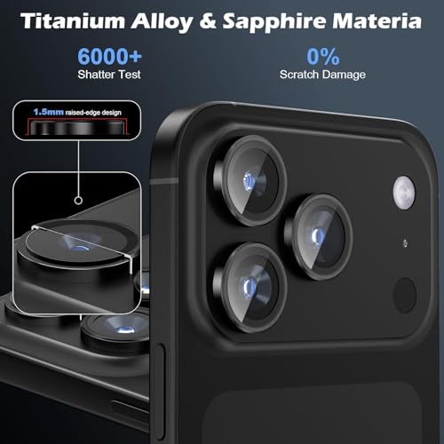 Image of for iPhone 17 Pro / 17 Pro Max Camera Lens Protector Original Individual Lens Screen Protector | 9H Hardness, Scratch-Resistant, Case Friendly (Black)
