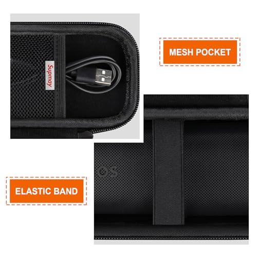 Supmay Hard Carrying Case for Sonos Roam 2/ Sonos Roam Portable Waterproof Bluetooth Speaker, Wireless Portable Speaker Protection Case with Mesh Pocket for USB-C Cable, Black