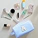I IHAYNER Personalized Initial Makeup Bag Birthday Gifts for 4 5 6 7 8 9 10 11 13 14 Year Old Girls Teen Girl Trendy Stuff Graduation Toiletry Bag Blue-K
