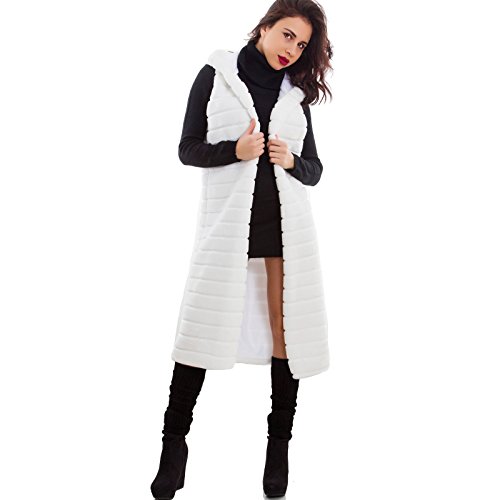 Abrigo de piel sintética premium Toocool JL-7415 blanco con capucha de alta costura