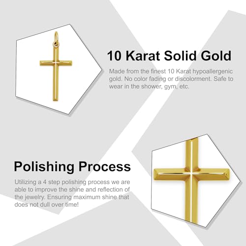 Gold Cross Charm Pendant - 10 Karat Gold - 3D Puffed Cross Pendant - Religious Cross Charm - Cross Jewelry - Two Sided Cross - Comes in Two Sizes2