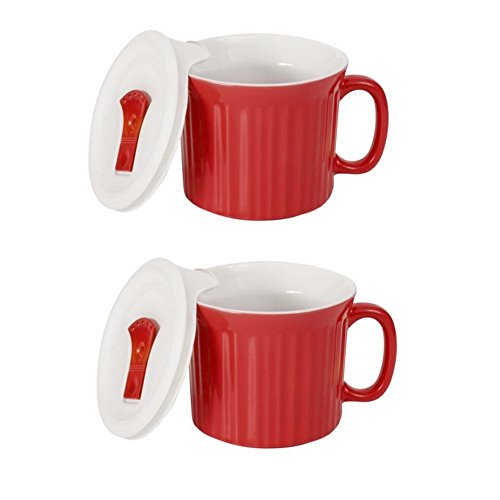 CorningWare Colours Pop-Ins 20-oz Mug w/Vented Lid - 2 Pack (Vermilion)
