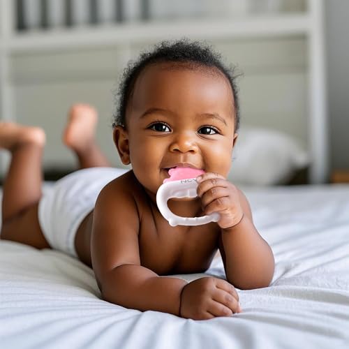 NCVI Freezable Baby Silicone Teething Toys – Cooling Relief for Babies 0-12 Months, BPA-Free, Water-Filled & Ice Teething Toys, Safe & Effective Cold Teethers for Soothing Sore Gums, Pink & Green - Thumbnail 2