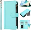 Funda Compatible con Vivo X100 5G V2309A, con Cremallera, Tarjetero, Cuero PU, Soporte Abatible y Cierre Magnético, Color Menta 2