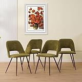 Jalourt Modern Corduroy Fabric Dining Chairs Set of 4 with Metal Legs, Green Accent Chairs for Dining Room & Kitchen