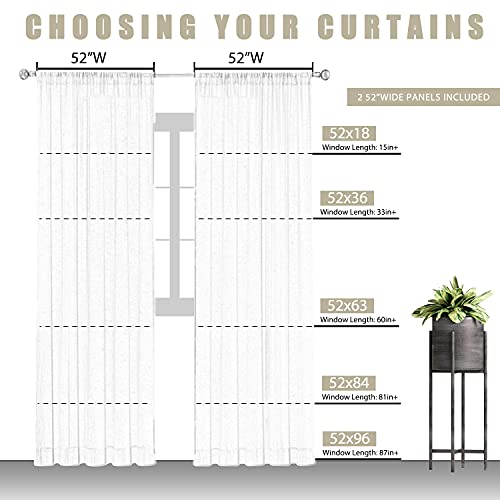 July Joy Natural Linen Valancetextured Sheer Curtains For Kitchen，Light Filtering Window Drapes Semi Sheer Rod Pocket Small Curtains For Bathroom Farmhouse W 52 X L 18 Inch, 2 Panels #TOP7