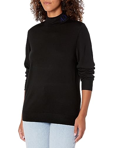 Armani Exchange Women's Merino Wool Blend Logo Neck Turtleneck Sweater