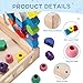 3 in 1 Montessori Wooden Beads Sequencing Toy Set Color Sorting Stacking Geometric Shape Matching Game Beads Sequencing Toy Lacing Beads Stem Fine Motor Skills for Toddlers