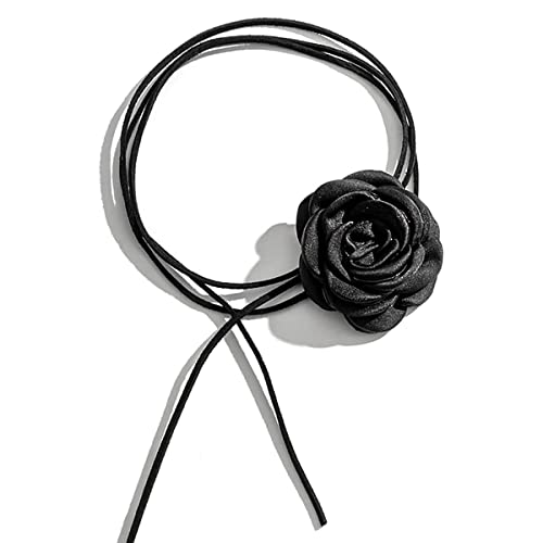 Palotay Flower Choker Necklace Black Velvet Flower Choker Rose Choker Big Flower Collar Choker Necklace Flower Long Velvet Choker For Women Girls Bride Wedding Party Summer Necklaces Black #TOP15