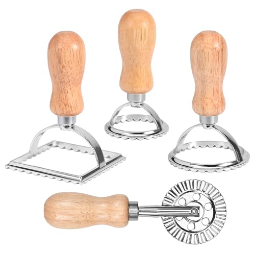 Szaboviktoria 4 Piezas Molde Ravioli, Cortador de Pasta, Cortador de Raviolis Cuadrado y Redondo, Se Puede Utilizar para Hacer Raviolis y Tallarines