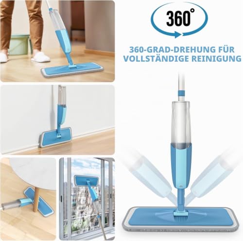 Wischmopp mit Sprühfunktion Bodenwischer mit Sprühfunktion Wischmopp mit 3 Waschbaren...