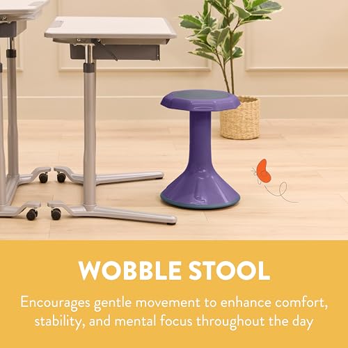 Image of Back2School Express Wobble Sensory Stool for Classroom - 18 inch Active Flexible Seating Chair for Kids, 220lb Capacity, GREENGUARD Gold Certified, Eggplant