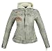 Damen Motorradjacke Lederjacke Damen Jacke mit Protektoren Lederjacke mit Kapuze Leather Jacket Biker Jacket Custom Jacke (DE/NL/SE/PL, Alphanumerisch, M, Regular, Regular, Weiß/Cream)