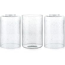 Skelang Seeded Lip-less Glass Lamp Shade, Cylindrical Light Cover with Fitter Opening, Replacement for Chandelier, Pendant, Bathroom Vanity Light, 3 Pcs
