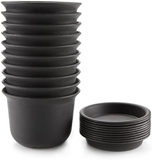 T4U 10,9 cm plastikowe doniczki do pokoju dziecięcego z paletą, ciemnoszare, zestaw 10 sztuk