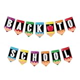 Hooqict Welcome Back to School Banner Garland for Classroom Bulletin Board Decorations First Day of School Decorations Hanging Party Banner