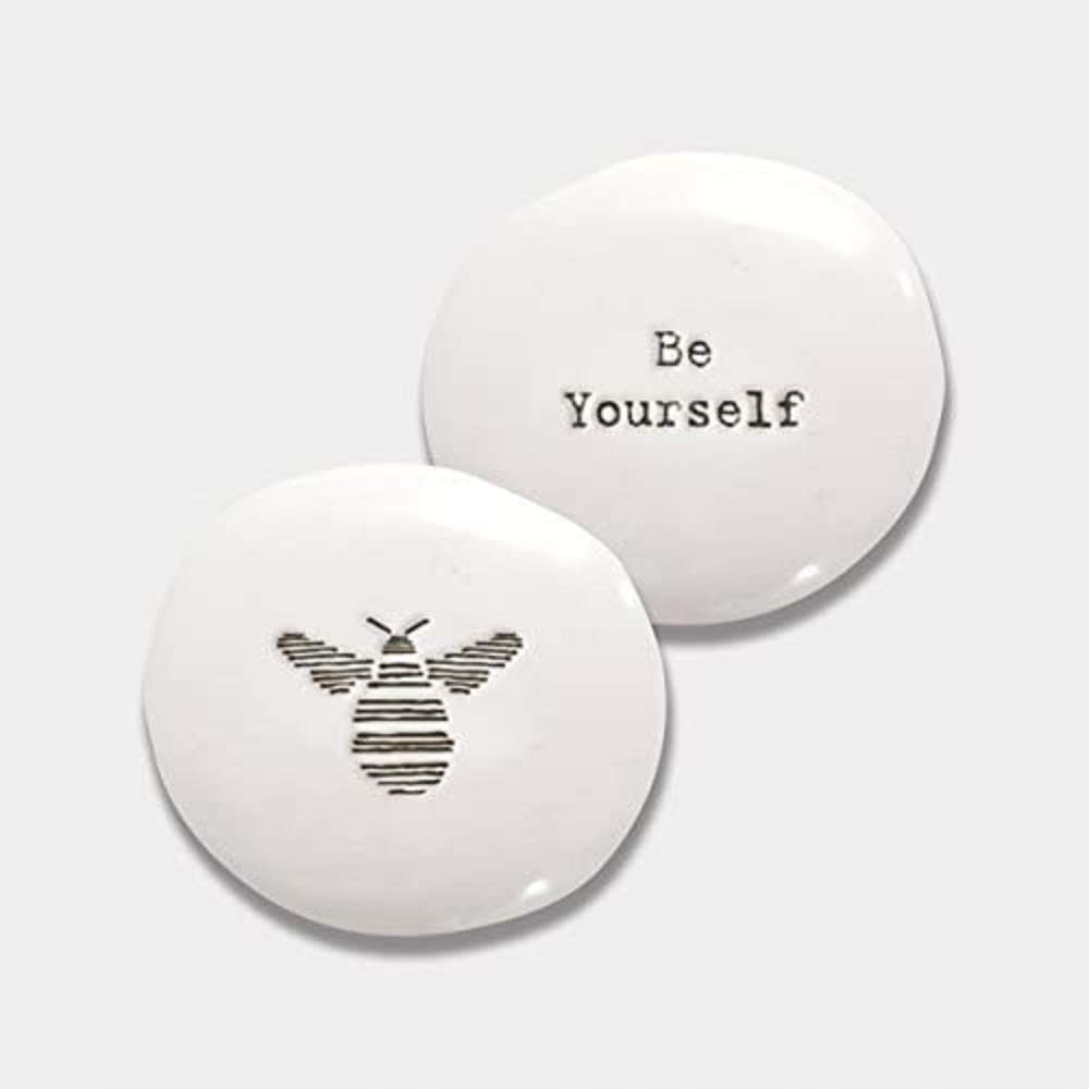 East Of India White ‘Be Yourself’ Porcelain Pebble