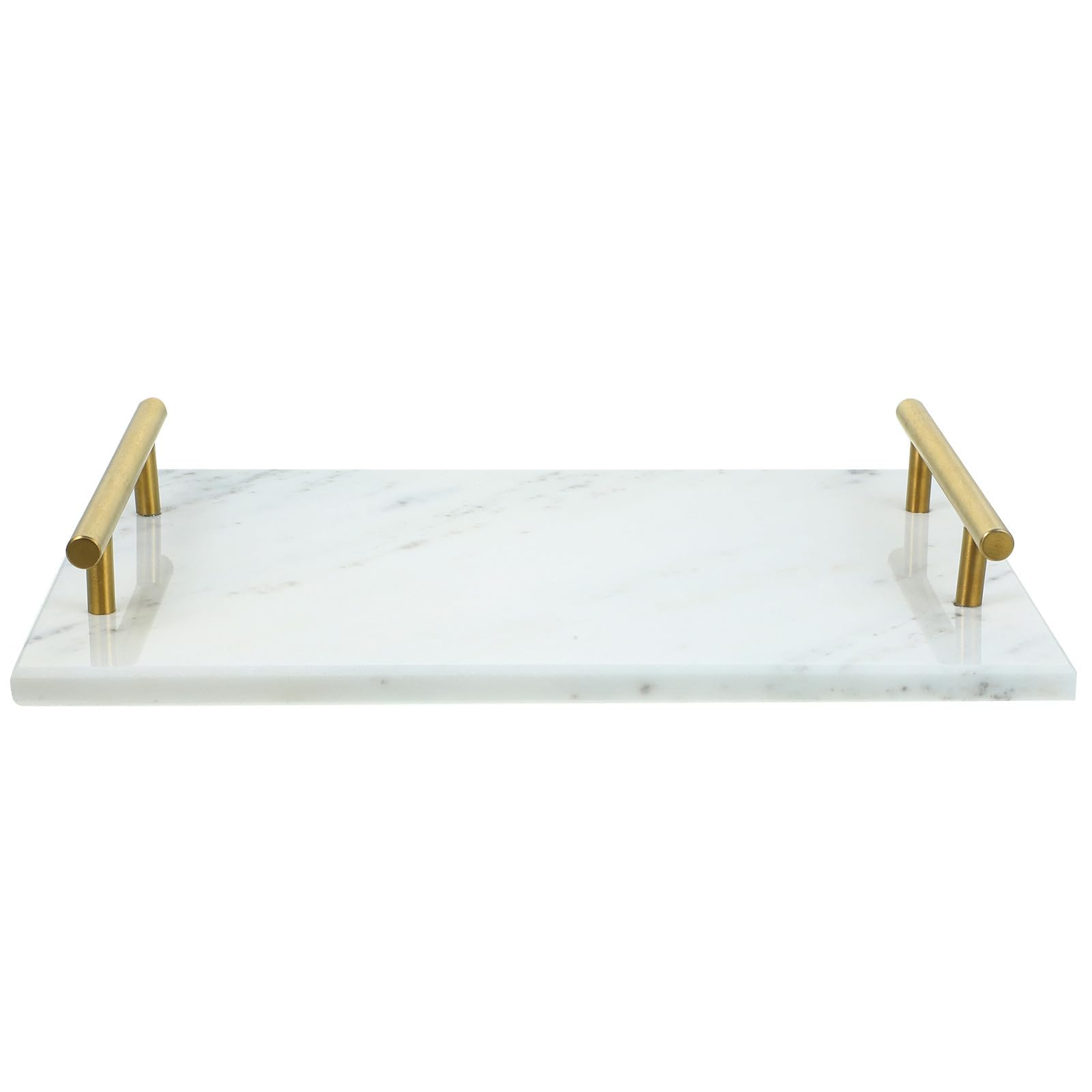 Vassoio in Marmo con Manico, Portaoggetti Multiuso per Cucina e Bagno, Piatto da Portata Rettangolare 30x20 Cm, Resistente e Leggero per Snack, Frutta Secca e Dessert