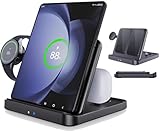voppton for Samsung Galaxy Z Fold 7 6 5 4 Wireless Charger Station, Foldable 3 in 1 Wireless Charging Stand for Z Flip7 S25 Ultra/Galaxy Watch/Galaxy Buds, Charger Stand Dock for Travel