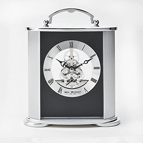 Watching clocks WM. Widdop Brushed Silver and Black Aluminium Carriage Clock