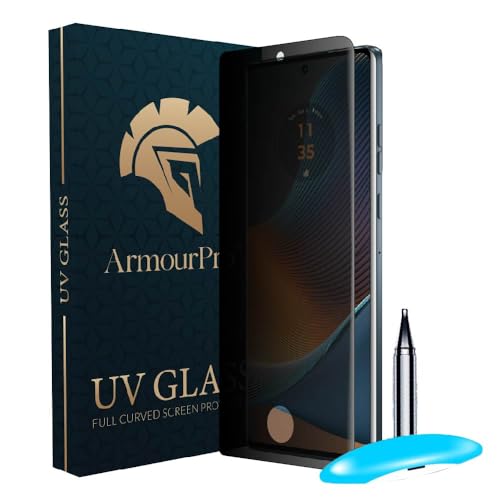 Image of ArmourPro UV Privacy Tempered Glass Screen Protector for Motorola Edge 50 Fusion (Pack of 1) Full Edge to Edge Coverage | Anti-Spy /Anti-Peeping, 9H Hardness, Protection