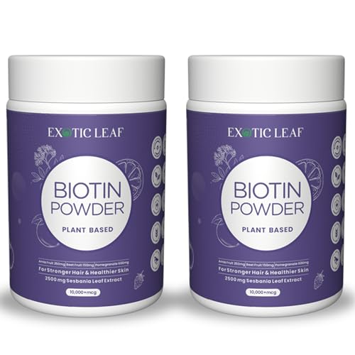 Image of Plant-Based Biotin Hair Supplement Powder-10000Mcg|Men And Women|Enhanced Growth Formula With Sesbania, Amla, Bamboo, Orange|Hair Control & Vitality|Pack Of 2-200G