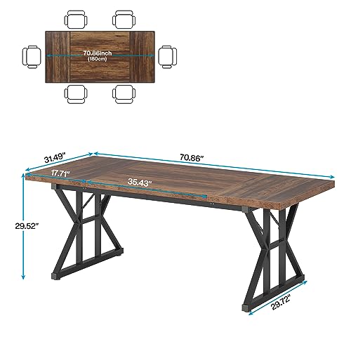 Tribesigns-Farmhouse-Dining-Table-for-6-People-708-Inch-Rectangular-Wood-Dining-Table-Rustic-Kitchen-Table-with-Heavy-Duty-Metal-Legs-for-Dining-Room Tribesigns Farmhouse Dining Table for 6 People 708 Inch Rectangular Wood Dining Table Rustic Kitchen Table with Heavy Duty Metal Legs for Dining Room