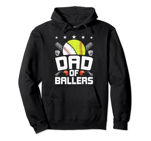 Papà di Ballers Baseball Lover Papa Felpa con Cappuccio