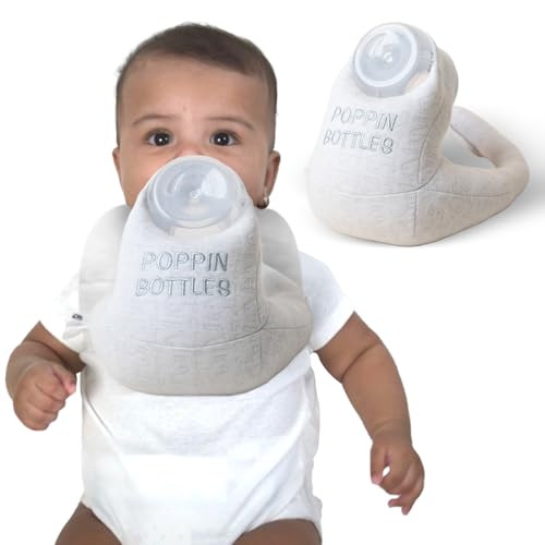Image of Fuzzy Feeder Bottle Holder for Baby - Poppin Bottles - Promotes Motor Skill Development and Independence - Soft with Secure Adjustable Velcro Closure