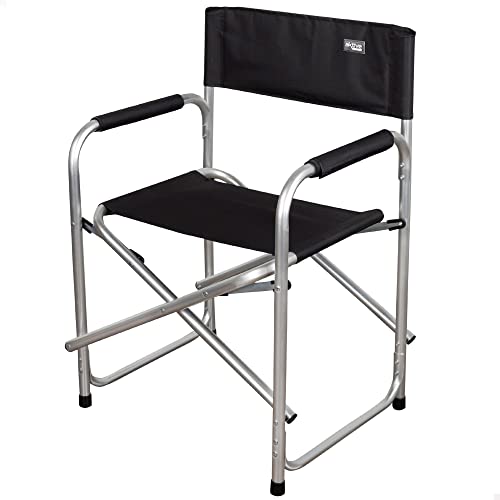 AKTIVE 62617 Sedia Direttore Pieghevole, Campeggio, Alu Tube + Oxford, Nero, 57 x 47 x 82 cm