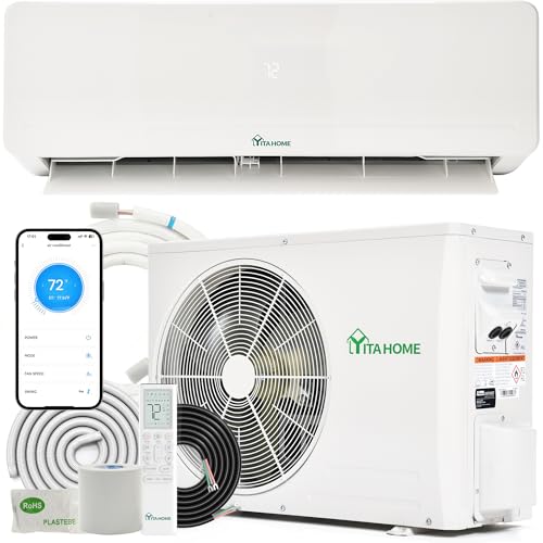 YITAHOME 18000 BTU Mini Split AC/Heating System, Ductless Mini Split Air Conditioner Heat Pump,230V 20 SEER2 Energy Efficient Inverter AC Unit,Wifi Enabled Compatible with Alexa for Apartment, Garage