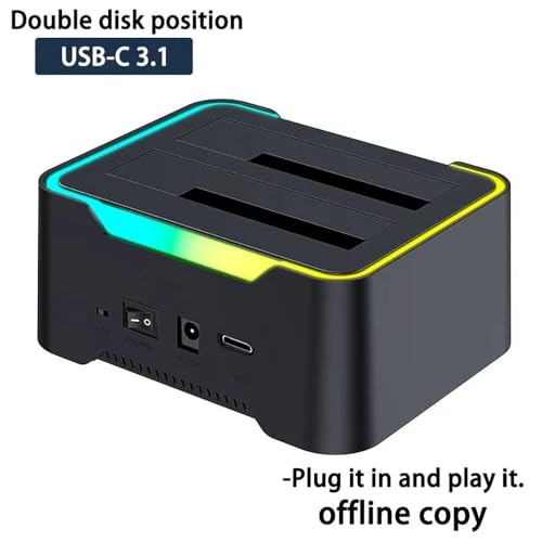 Image of Tobo Updated RGB SAtA to USB 3.1 Hard Drive Docking Station with Offline Clone, USB 3.1 to SATA I /II /III Dual Bay External SSD /HDD Dock for 2.5 /3.5 SATA HDD /SSD, with UASP,Hard Drive Duplicator