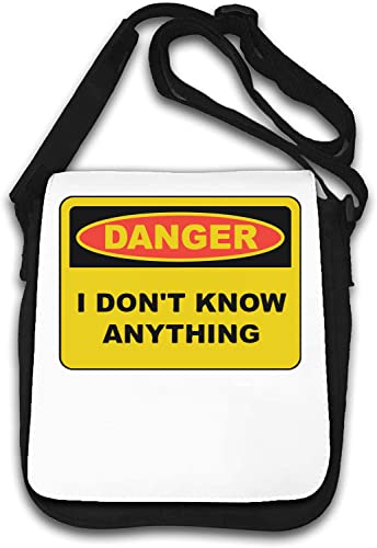 Sac à bandoulière blanc Danger I Don't Know Anything au design graphique et sangle ajustable