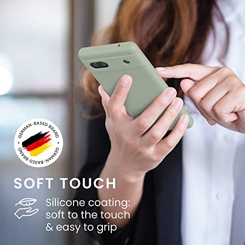 kwmobile Case Compatible with Google Pixel 6a Case - TPU Silicone Phone Cover with Soft Finish - Gray Green - Image 4