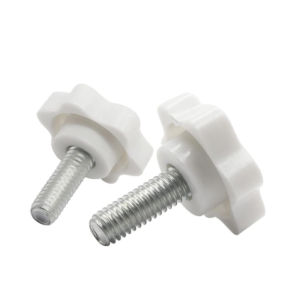 Tornillo de cabeza estrellada Tornillos moleteados con mango de estrella, M6, M8, M10, rosca de 38mm, cabeza de 12-50mm, color blanco, paquete de 5(M10*25mm)