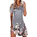 Femmes Casual imprimé Short Sleeve Dress découpe Round Neck Loose Dress Jupe Plissée Noire Genou