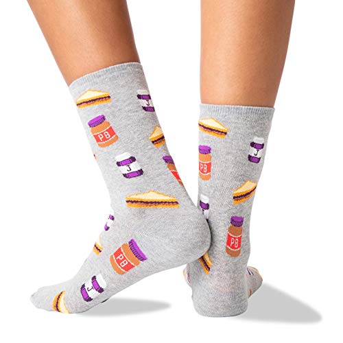 Hot Sox Womens Peanut Butter and Jelly Socks, 1 Pair, Womens Shoe 4-102