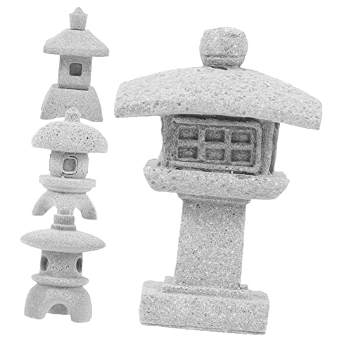 TOYANDONA 4piezas Estatua De Piedra De Linterna Decoración De Jardín De Pagoda Adorno De Jardín De Estatua De Pagoda Micropaisaje De Pabellón Decoración De Mini para Adorno De