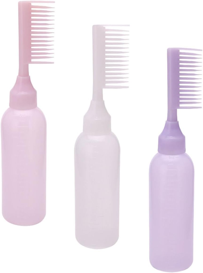 3pcs Hair Dye Comb Applicator Bottles with Comb for Home Coloring
