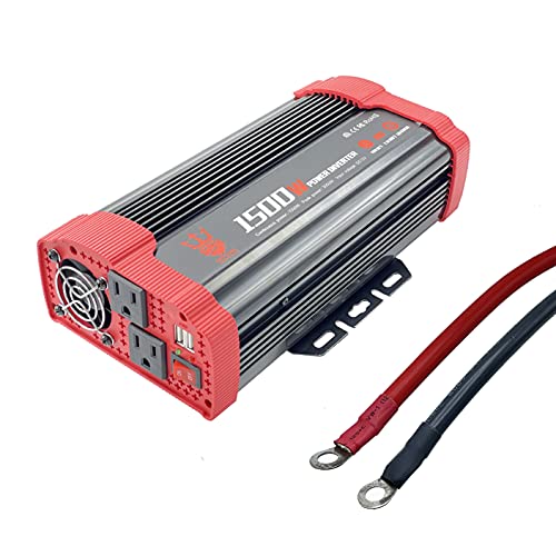 Neptune Power Products 1500W Car Power Inverter DC 12V to 110V AC Converter with 2 Charger Outlets and Dual 3.1A USB Ports Cigarette Lighter Socket Adapter (1 Inverter)