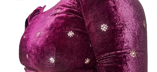 Image of Velvet Readymade Blouse for Women, Elegant, Comfortable, Stylish, Saree Choli Top, Traditional, Size S, M, L, XL, XXL