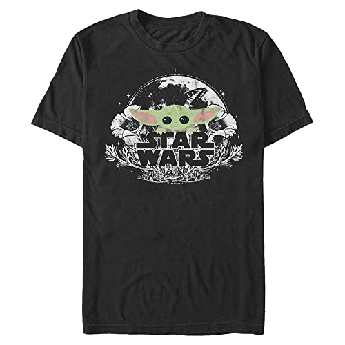 T-shirt Star Wars homme à manches courtes noir imprimé Mandalorian The Child Floral