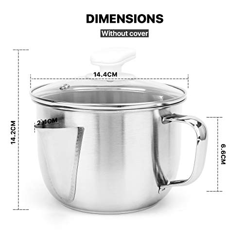 Foto von Fetttrennkanne Edelstahl 304 1200ml – Fettabscheider mit Deckel, Soßenkanne & Ölfilter für Suppe, Brühe & Bratensaft, Tropffrei & Spülmaschinenfest, Gesund Kochen Fettreduktion, für Induktionsherd