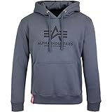 Passform: regular fit ALPHA INDUSTRIES Basic Hoody Kapuzenpullover (greyblack/Black, XL)