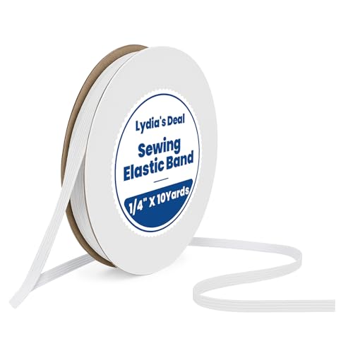 Elastic Band for Sewing 1/4 Inch Wide 10 Yards, Durable & Soft High Elasticity Stretch Elastic Bands Cord for Sewing, Waistbands, Pants, DIY Crafts, White