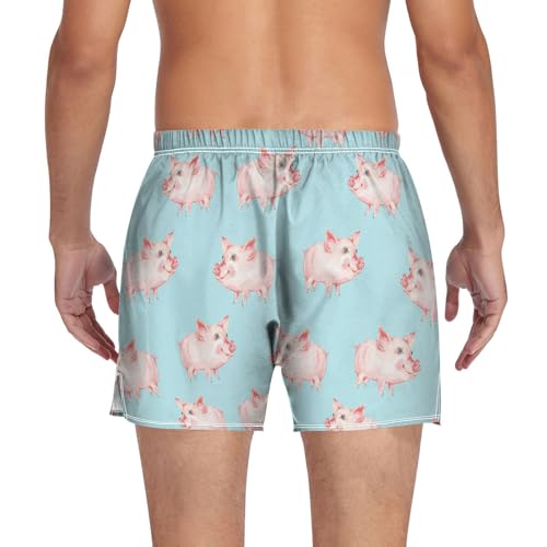 Men's Cotton Boxers Briefs Cute Pig Breathable Boxer Shorts Underwear with Button Fly2