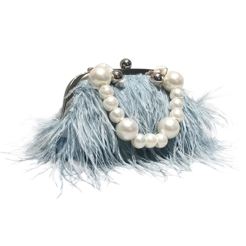 Bolso de mano vintage de plumas de avestruz para mujer miniatura 1